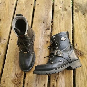 Harley Davidson 8" Faded Glory Black Leather Engineer Work Moto Motorcycle Boots